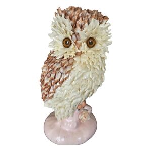Elegant Cream and Brown Owl Sculpture
